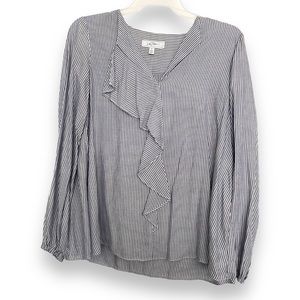 LIBBY EDELMAN Woman Striped Blouse Medium Ruffles Front